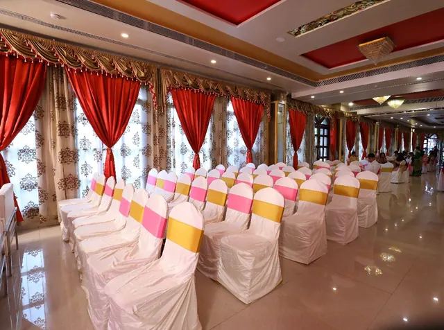 Tithee Banquets banquet hall and lawn decorated for a celebration
