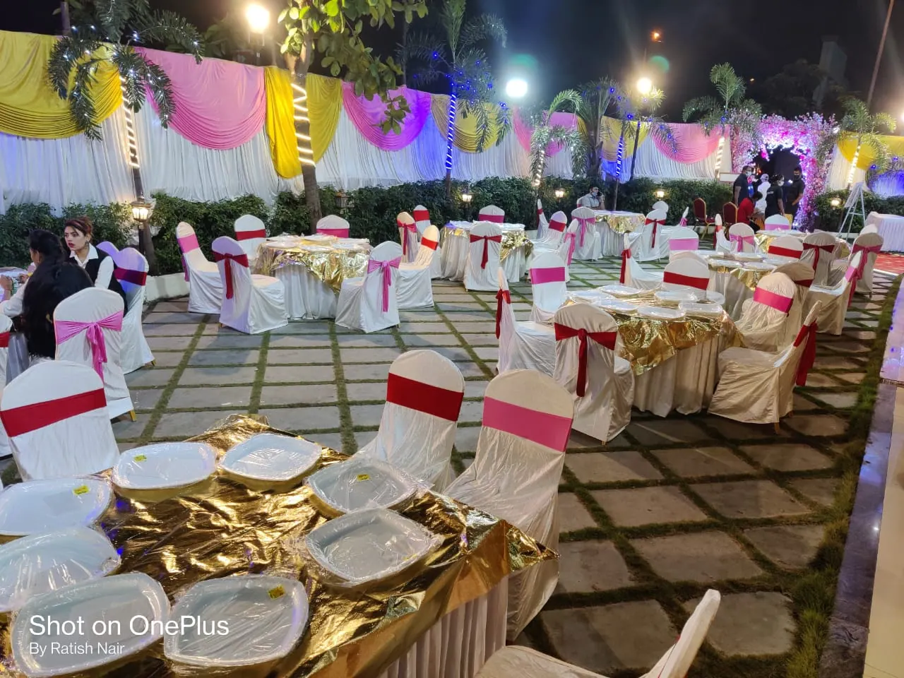 Tithee Banquets banquet hall and lawn decorated for a celebration